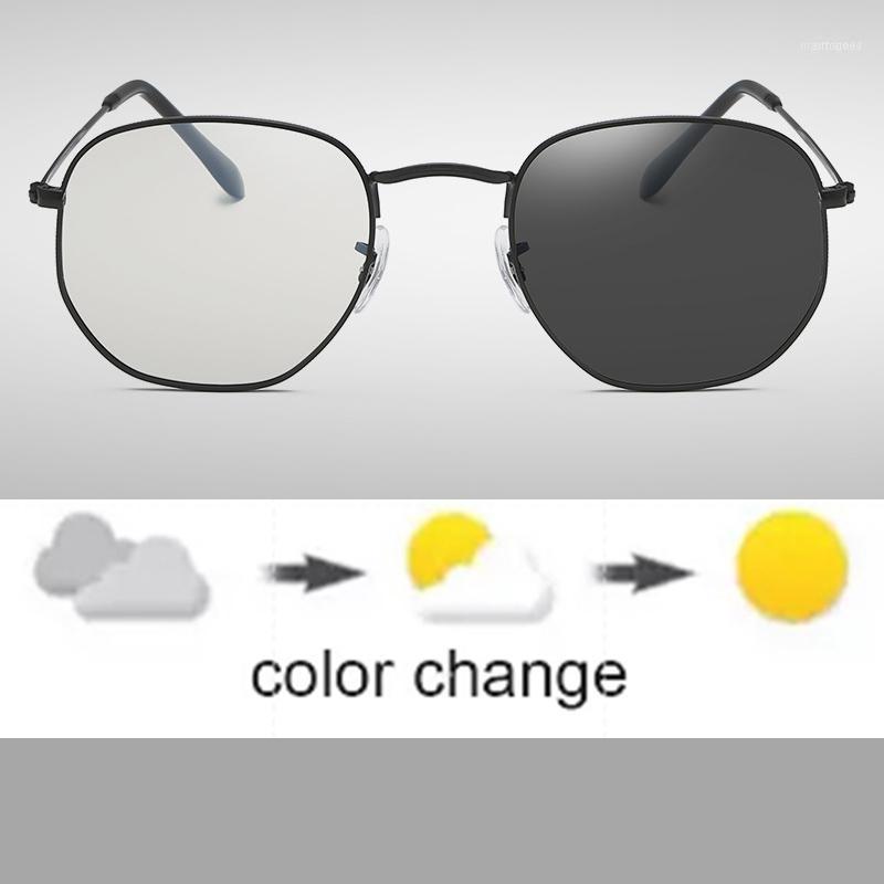 

Sunglasses Classic Retro Anti Blue Ray Pochromic Man Hexagon Metal Frame Eyewear Sun Glasses Gafas1