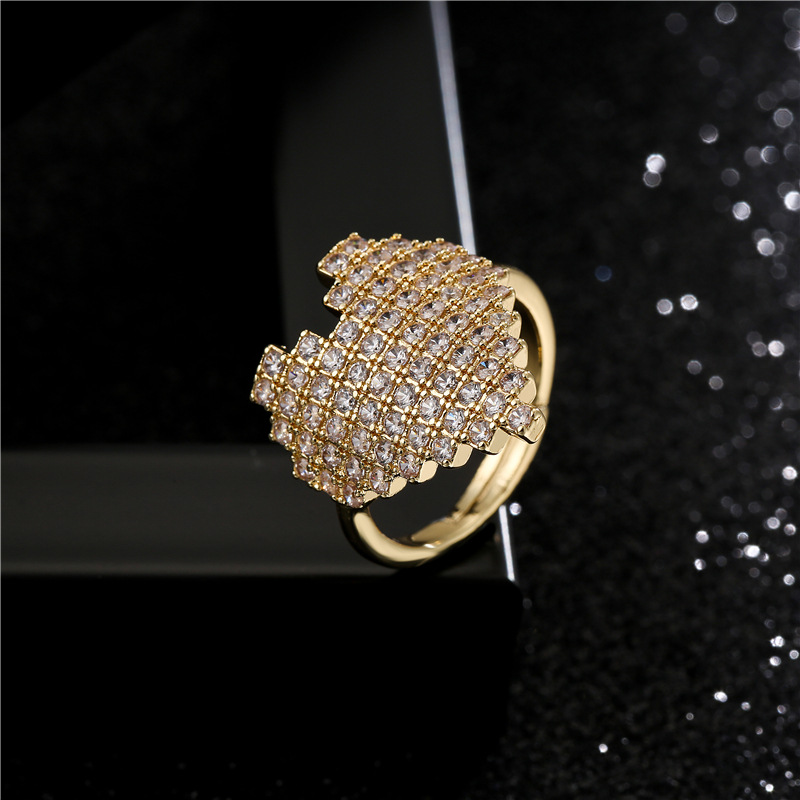 

18K Gold Zircon Diamond Heart Ring band finger Adjustable rings for women engagement wedding Fashion jewelry Will and sandy