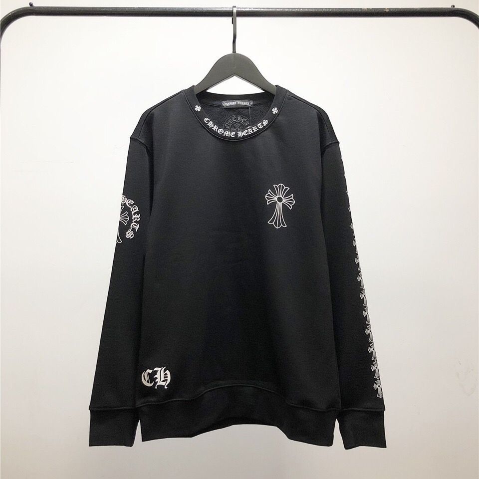 

Chrome heart / crosin double cross long sleeve crew neck, Black