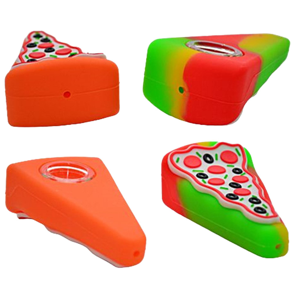 

New pizza shaped silica gel glass pipe silica gel shaped pipe length 110mm smoking accessories