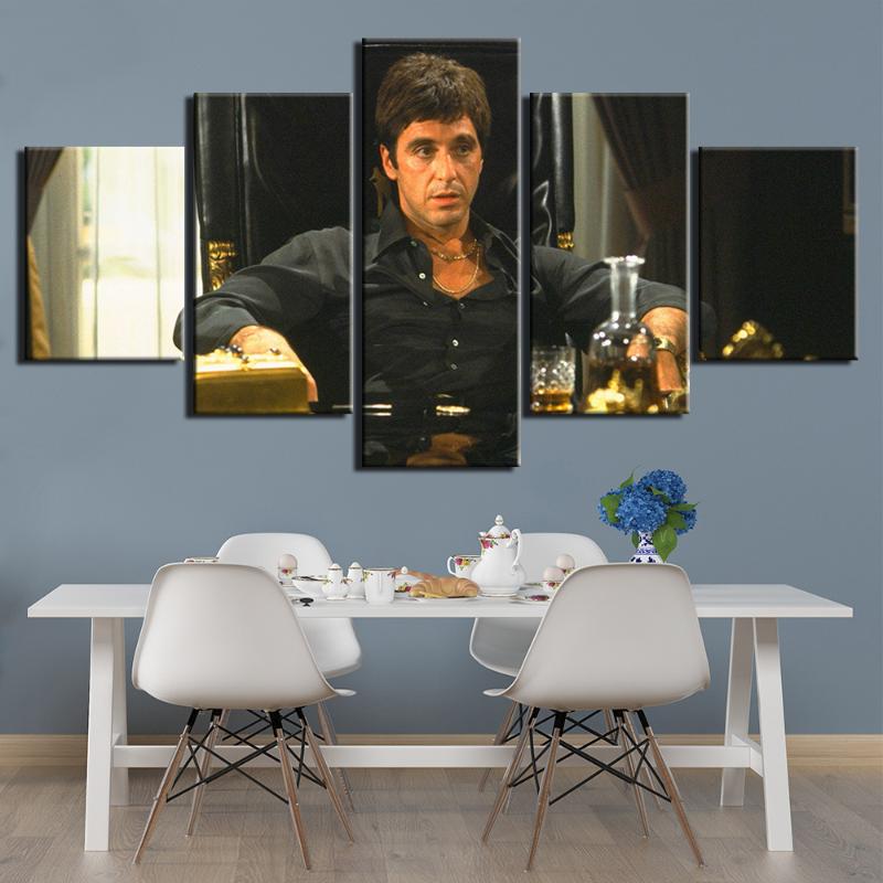 

Paintings 5 Panel Scarface Movie Modular Wall Art Canvas Posters Pictures HD Print Home Decor Living Room Bedroom Accessories