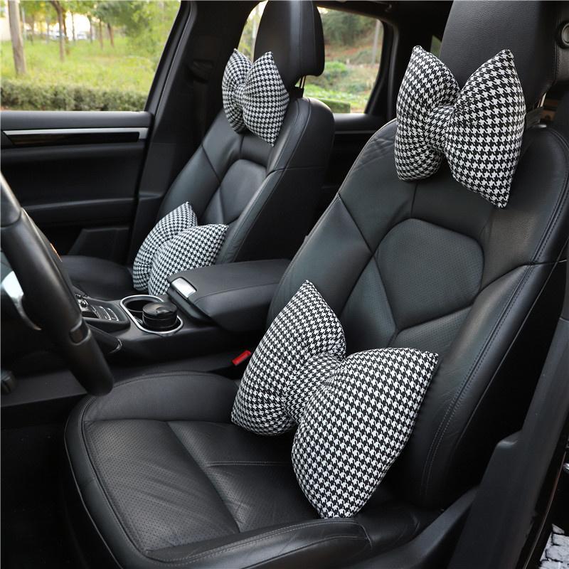 

Seat Cushions Winter Car Head Pillow Neck Plush Thousand Bird Lattice Throw Net Red Goddess Supplies