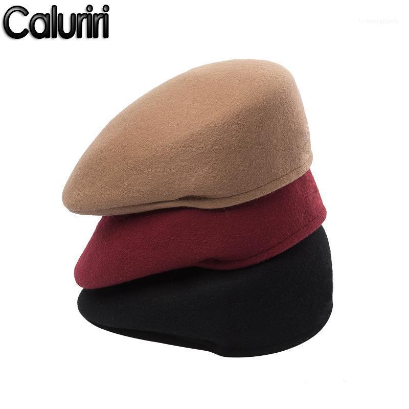

Berets Caluriri Men Women Beret Hat Autumn Winter Woolen Flat Cap Peaky Sboy Hunting Unisex Wool Felt Ivy1, Black