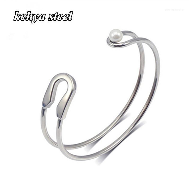 

Bangle Fashion Bracelets For Men Women Pearl Adjustable Steel Color Charm Stainless Lover Wedding Banquet1