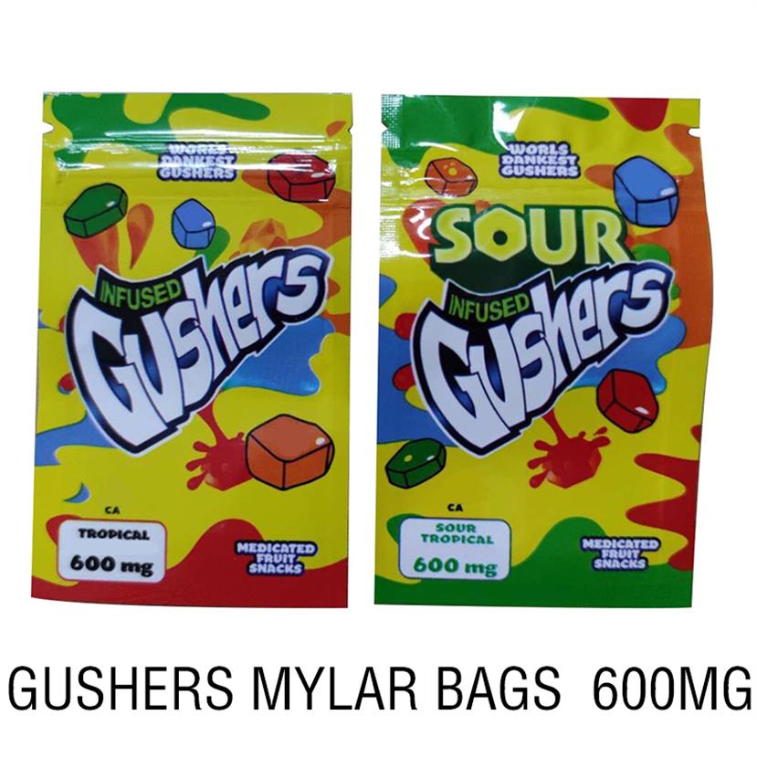 

Gushers Mylar Bag Empty Zipper Packages 600MG Sour Tropical Edibles Gummies Baggies for Vape Dry Herb Retail 2 colors a26