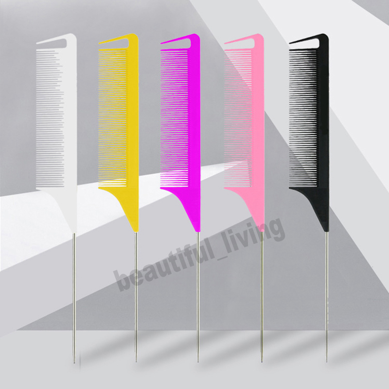 

Styling Pointed-tail Combs Fine-tooth Comb Metal Pin Anti-static Plastic Comb Salon Stylings Hairdressing Tools VTM HP1990