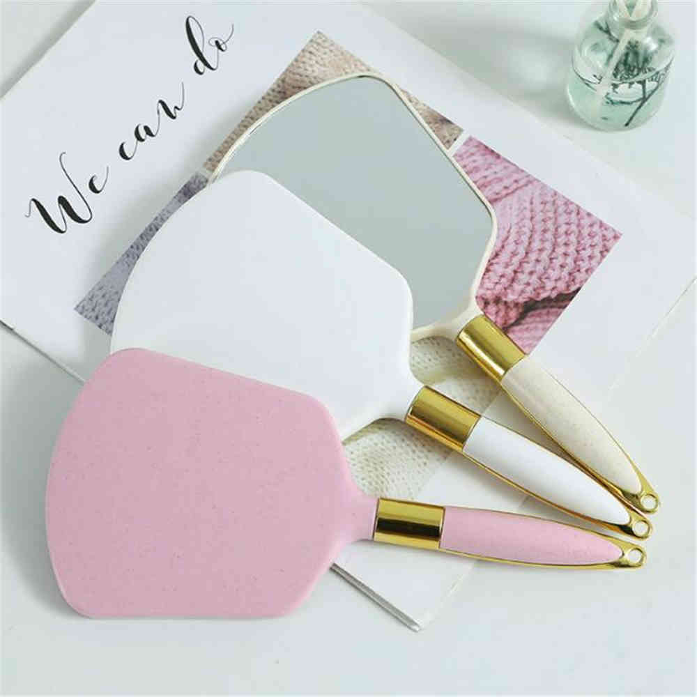 

Vintage Handheld Makeup with Handle Hand Vanity Irregular Salon Dressing Table Compact Mirror for Dentist Home Cosmetics