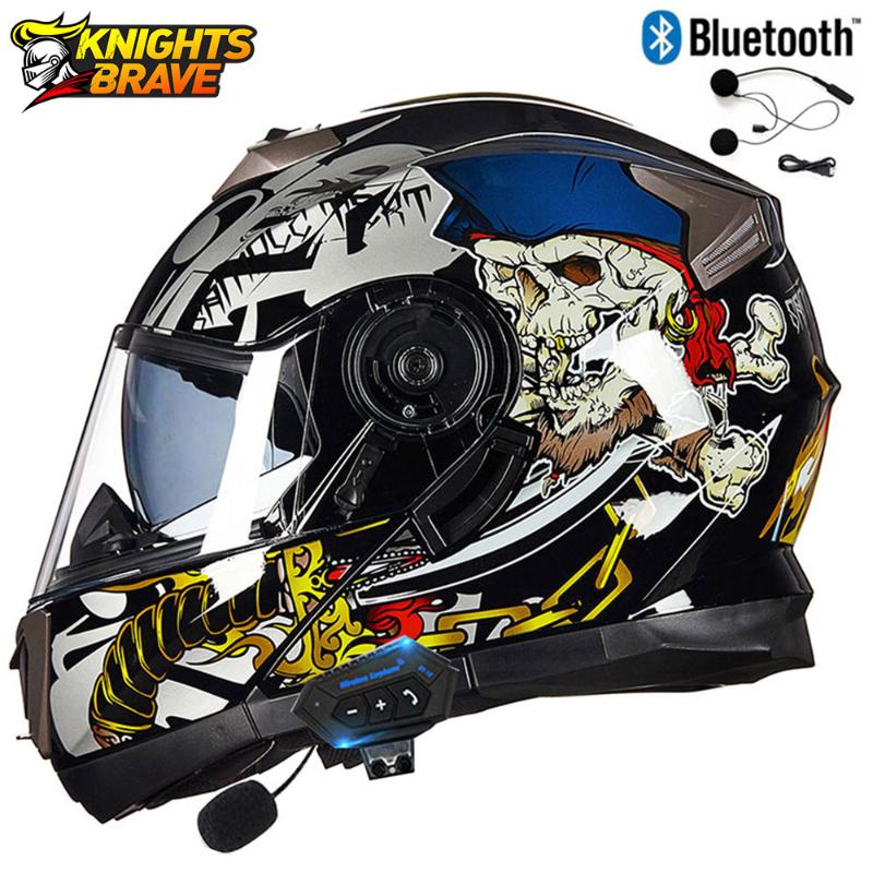 

Motorcycle Helmets GXT Bluetooth Helmet Modular Dual Lens Motobiker Motocross Racing Flip Up Casco Moto Men Capacete Casque Black, Anti-fog film