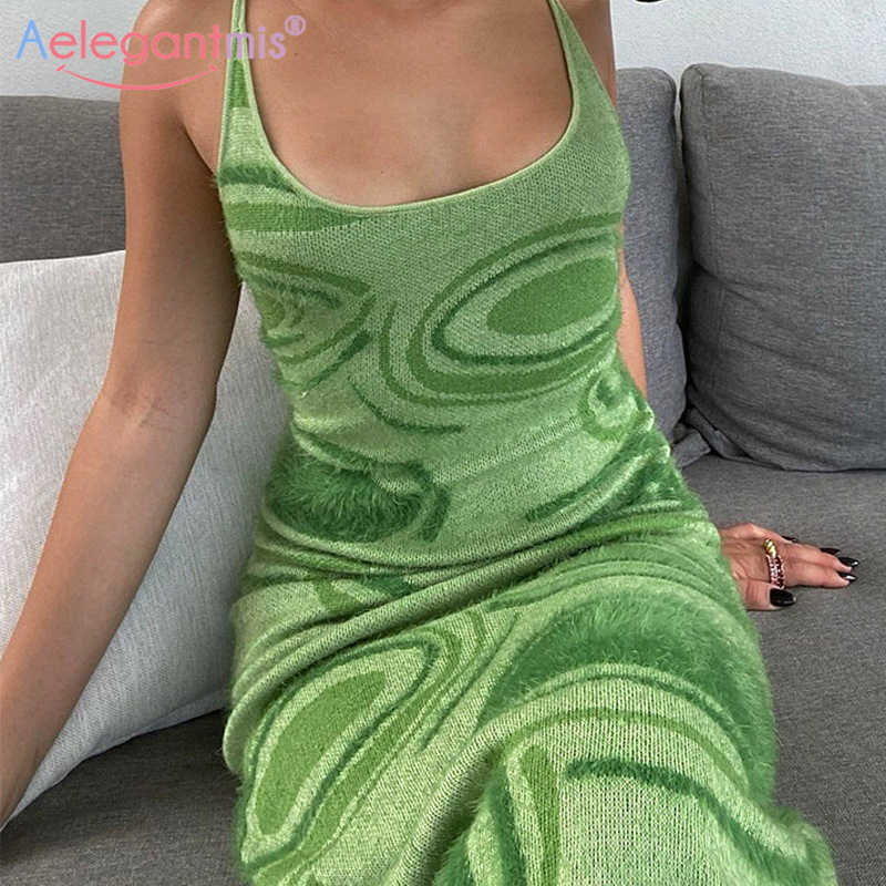 

Aelegantmis Print Knit Bodycon Slip Dress Women Green Sexy Spaghetti Strap Dresses Geometric Pattern Sheath Summer Beach Vestido 210607, Yellow