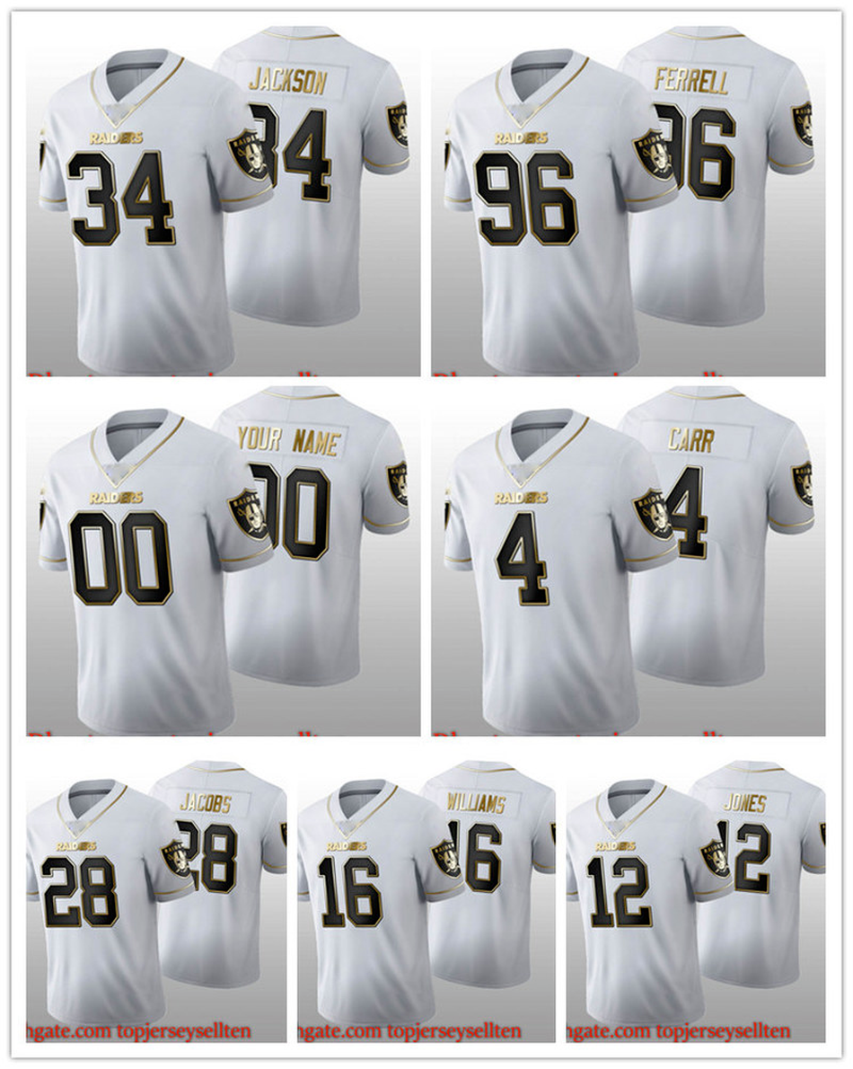 

Jersey Las Vegas''Raiders''MEN''NFL''Women Youth White Golden 100th Season, Custom