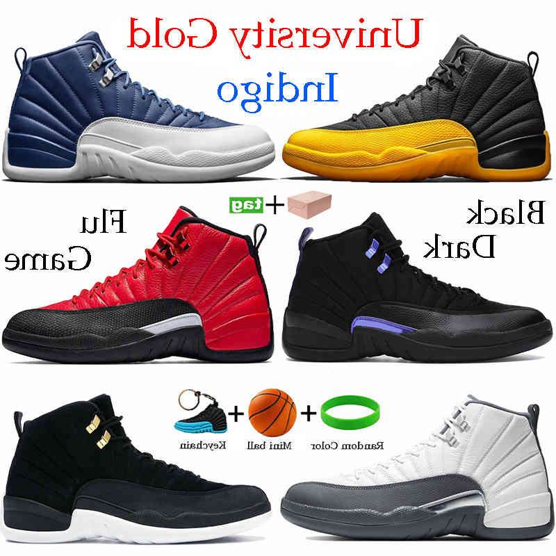 

With Box 12s Black University Gold Dark Concord 12 Boots shoes indigo Reverse Flu Game taxi Sunrise CNY Boots men Boots trainers, With desiccant