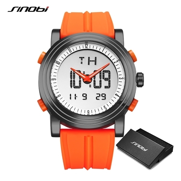 

SINOBI Top Sale Men's Digital WristWatch Men Chronograph Watches Waterproof Quartz Wrist Sports Running Clock Relogio Masculino X0524, Orange