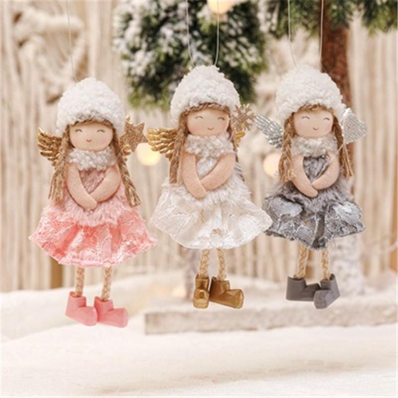 

Christmas Decorations Handmade Crafts Plush Angel Girl Doll Pendant Tree Hanging Ornaments Year 2022 Xmas Gift Toy