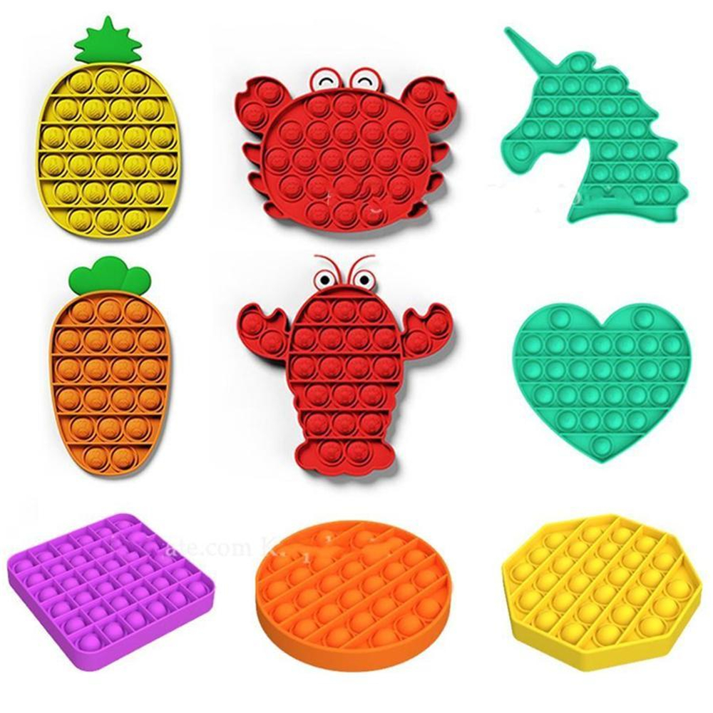 

US Stock 2021 Push Bubble Fidget Toys pop it Autism Special Needs Stress Reliever Helps Relieve Stress and Increase Focus Soft Squeeze Toy