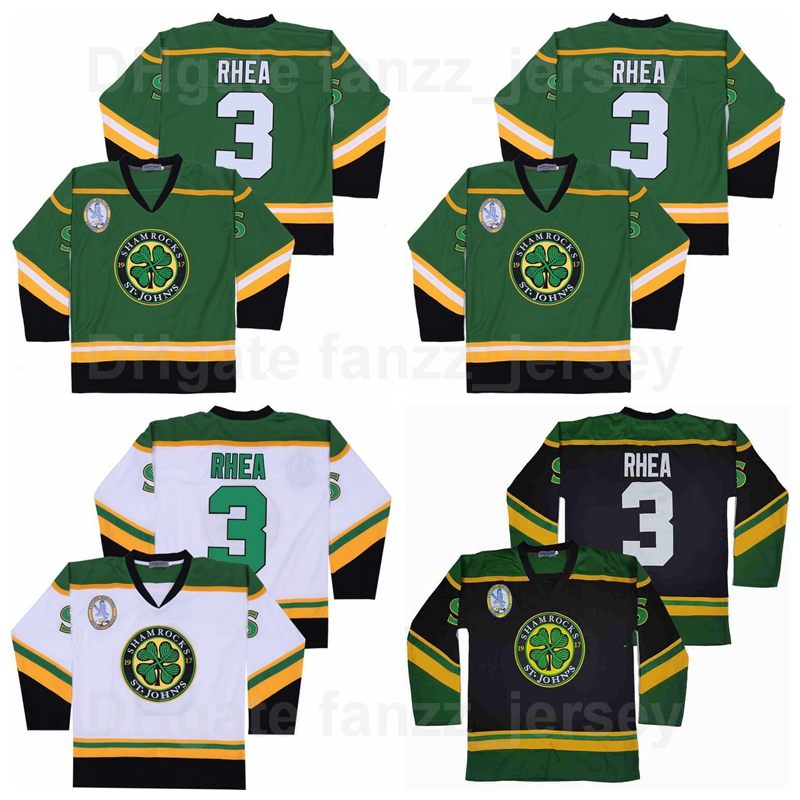 

Ross The BOSS Rhea College 3 ST Johns Shamrocks Jersey Men Movie Ice Hockey Team Black Color Green Away White All Stitched University Breathable Top Quality On Sale
