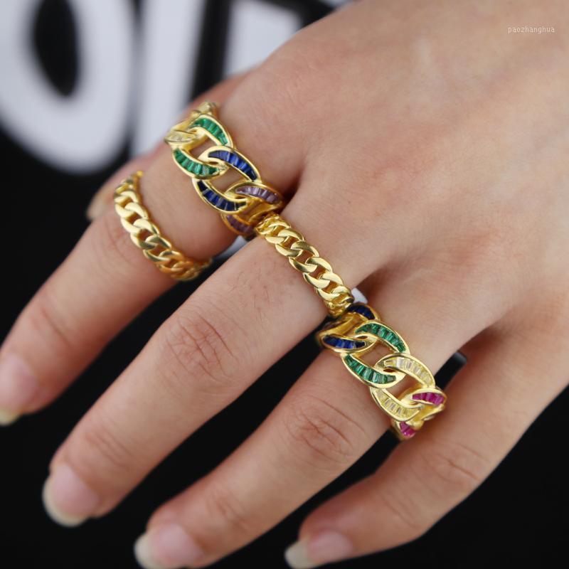 

Wedding Rings 925 Sterling Silver Jewelry Wholesale Size 5 6 7 8 9 Gold Color Plain Curb Cuban Link Chain Ring, Slivery;golden