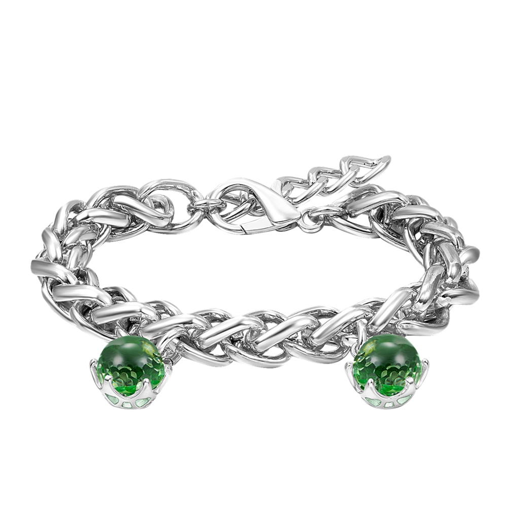 

HIP HOP Rock Large Bracelet Thick Chain Link Jewelry Brass Copper Unisex Green Crystal Beads Bangle