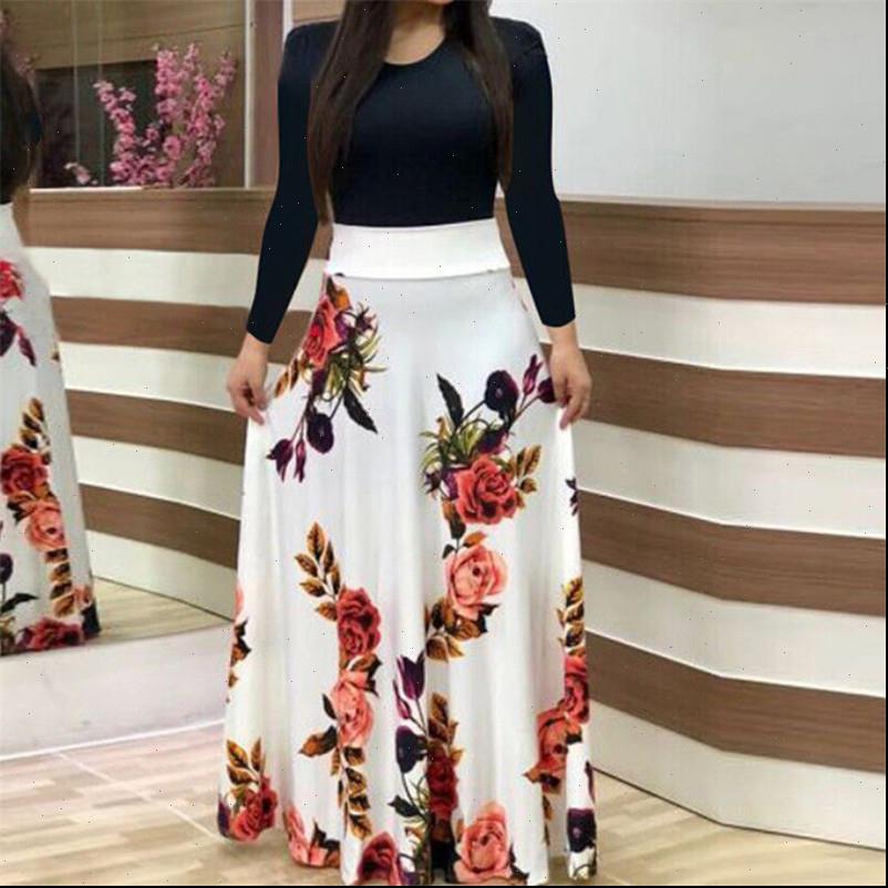 

boho floral printed women dresses long sleeve maxi autumn evening party elegant woman holiday beach, Black;gray