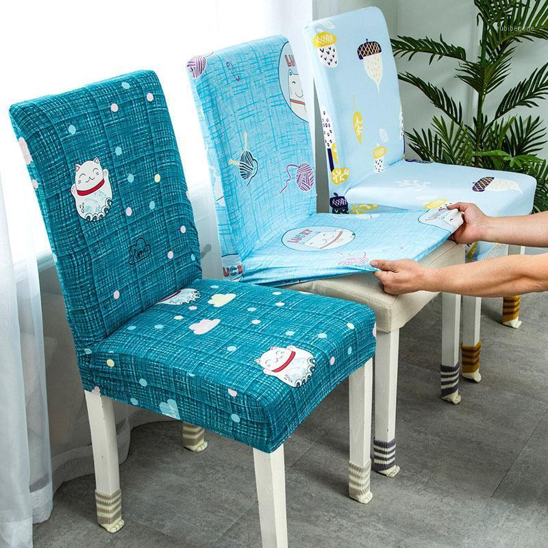

Printed Dining Chair Cover With Back Elastic Spandex Slipcover For Kitchen El Banquet Wedding Seat Protector Case 1/2/4/6pcs Covers