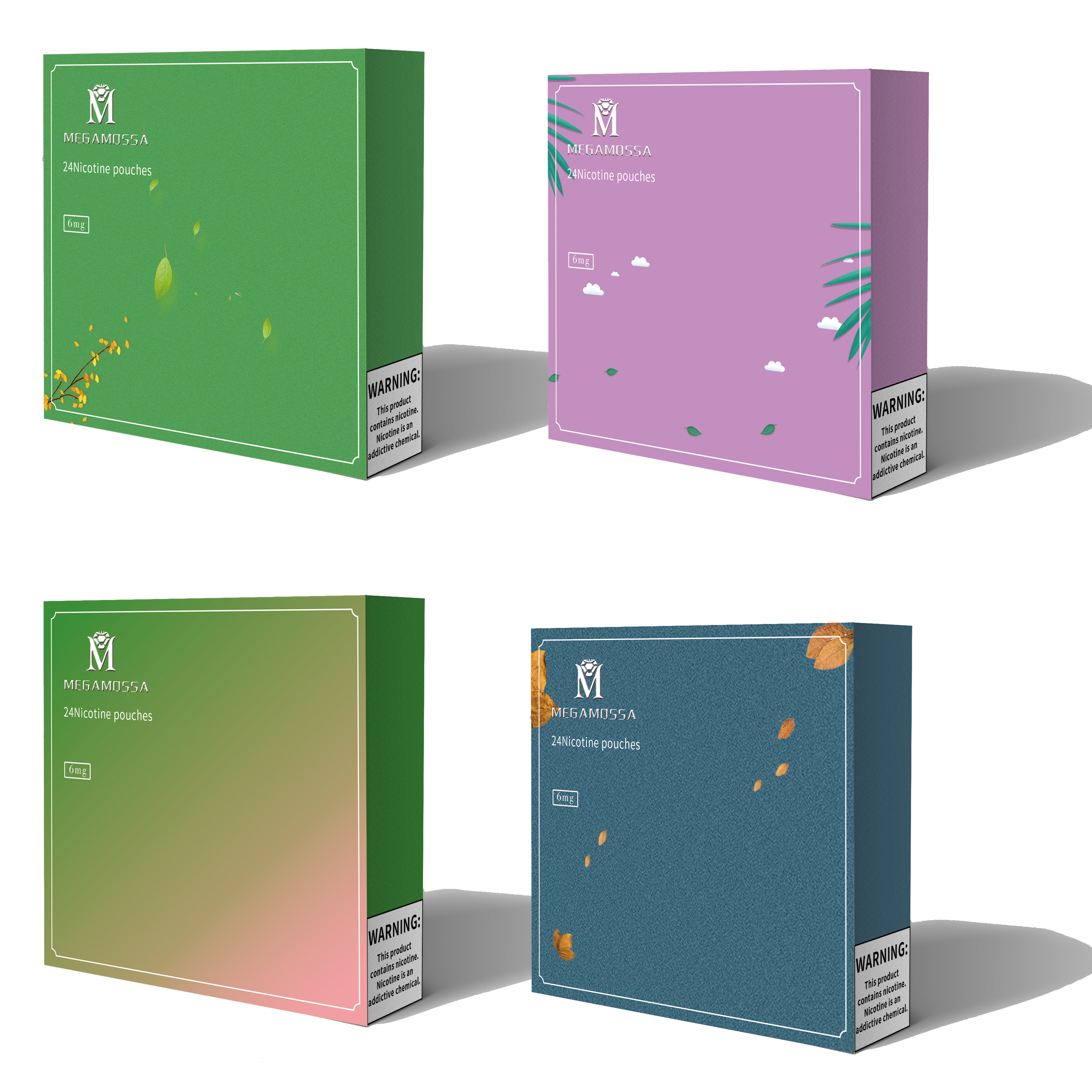 

Megamossa Snus 11 Colors 24 pcs box Strength 3/6/8/14 mg available Medical grade packaging Health and Safety Portable Original snuskit