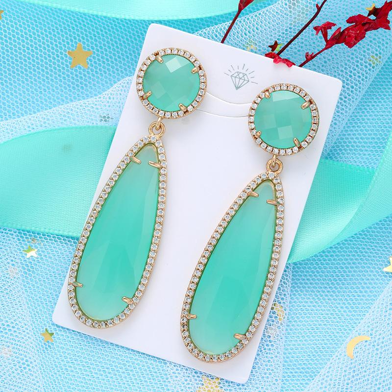 

Dangle & Chandelier Chinese Fashion Micro Inlaid Colored Stones Earrings For Women 2021 Long Pendant Jewelry, Silver