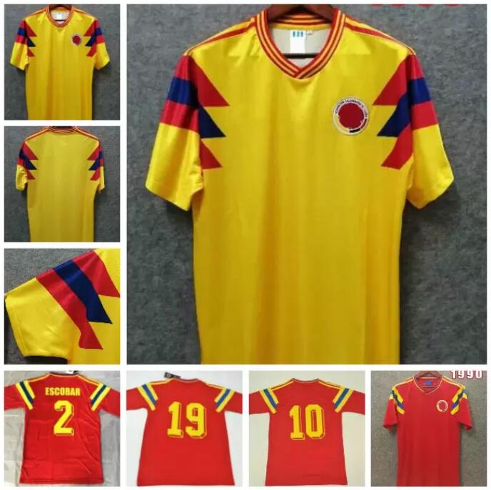 

1990 Colombia VALDERRAMA GUERRERO Retro Mens Soccer Jerseys ESCOBAR Memoria Home Away Football Shirt Classic Uniforms, Multi