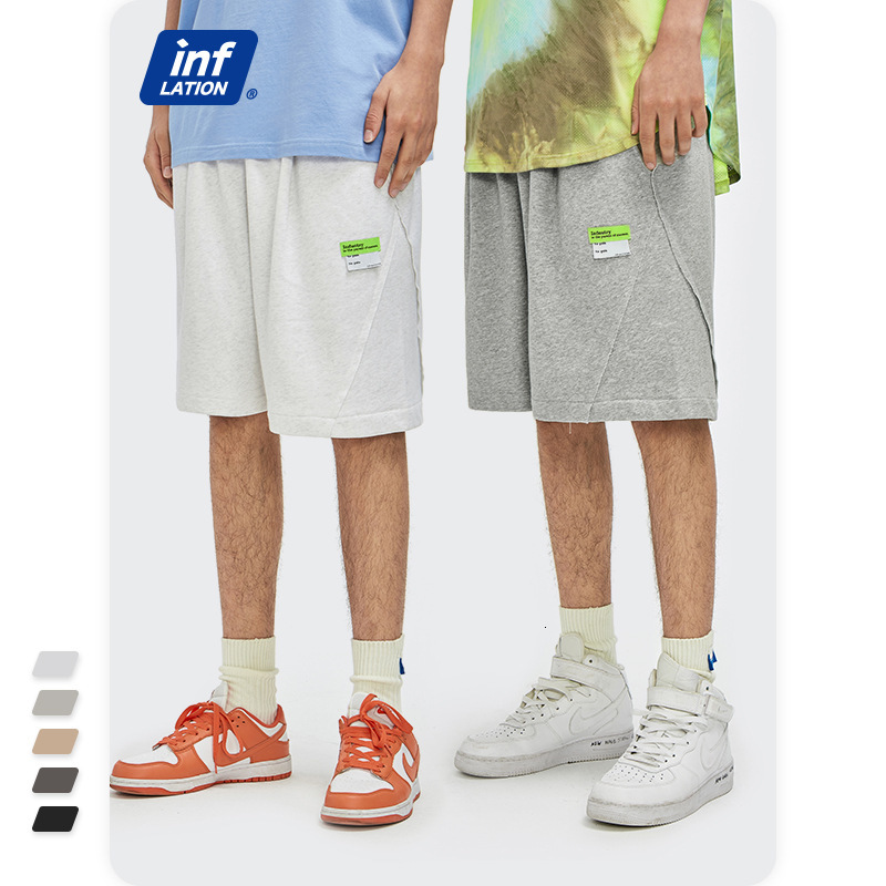 

shorts inf men's wear - street personality fashion brand small element splicing loose casual in spring and summer 2021, White;black