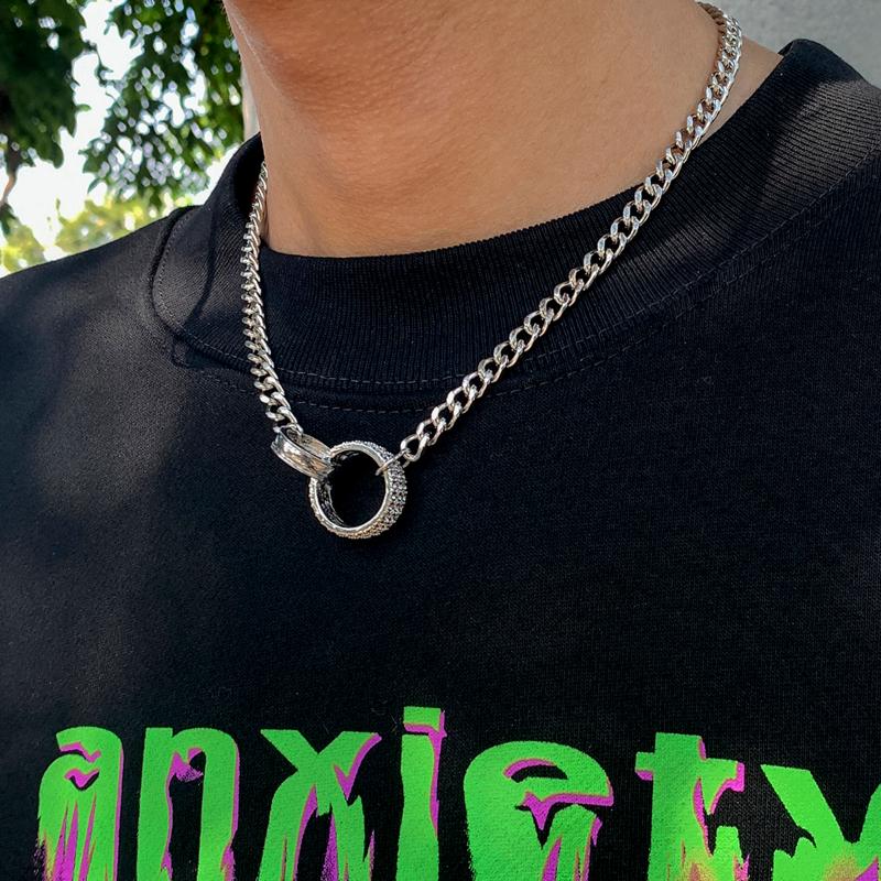

Chains SHIXIN Hip Hop Thick Chain With Ring Pendant Necklace For Men Punk Chunky Unisex Trendy Neck On Jewelry 2021