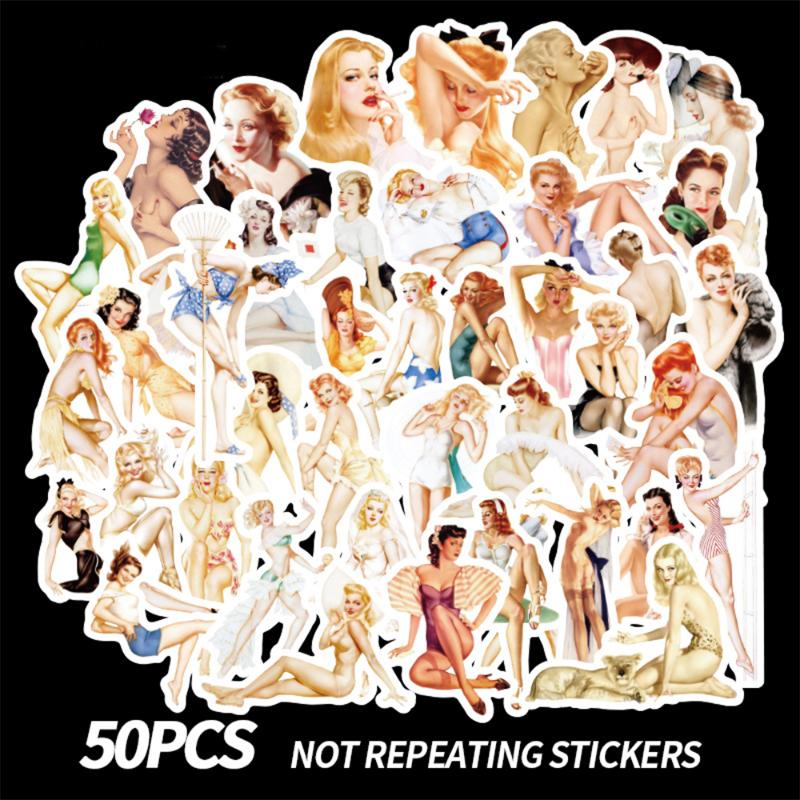 

50pcs Poster Girl Sexy Beauty Personality Sticker On Car Stationery Computer Pack Bike Laptop Gift Wrap