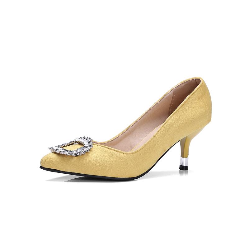 

25-62 Plus Size Natural Suede Shoes Heel Women Pumps Med High Quality Dress, Black