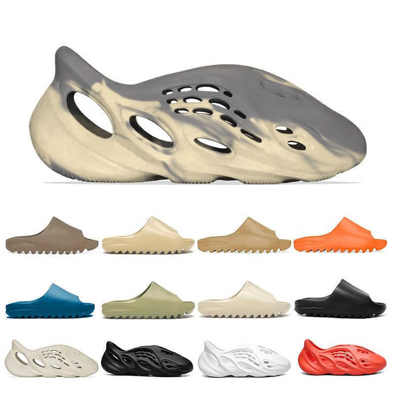 

Sandals Slip-on Kanye Bone Slide Foam Rubber Men Women Slippers Enflame Orange Royal Blue Sandal Desert Sand Resin Moon Grey Earth bb, Black