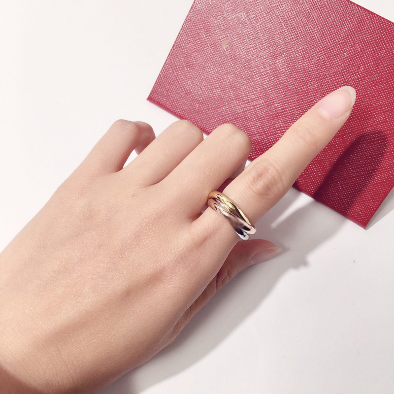 

Copper Ladies Silver lady Rose Gold Love Trinity Cluster Ring Designer High Quatity Wedding Jewelry Birthday Present Women For Rings Gift, Golden;silver