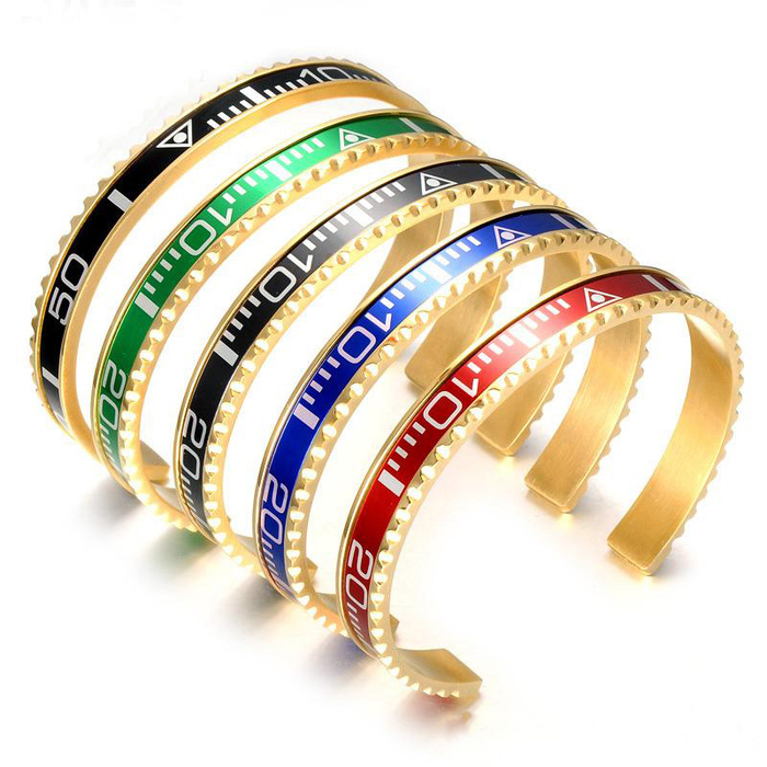 

BC Jewelry Brazaletes Pulseras Vintage Plated Bangle Bracelet for Men Stainless Steel Cuff Speedometer Bracelet wholesale BC-127
