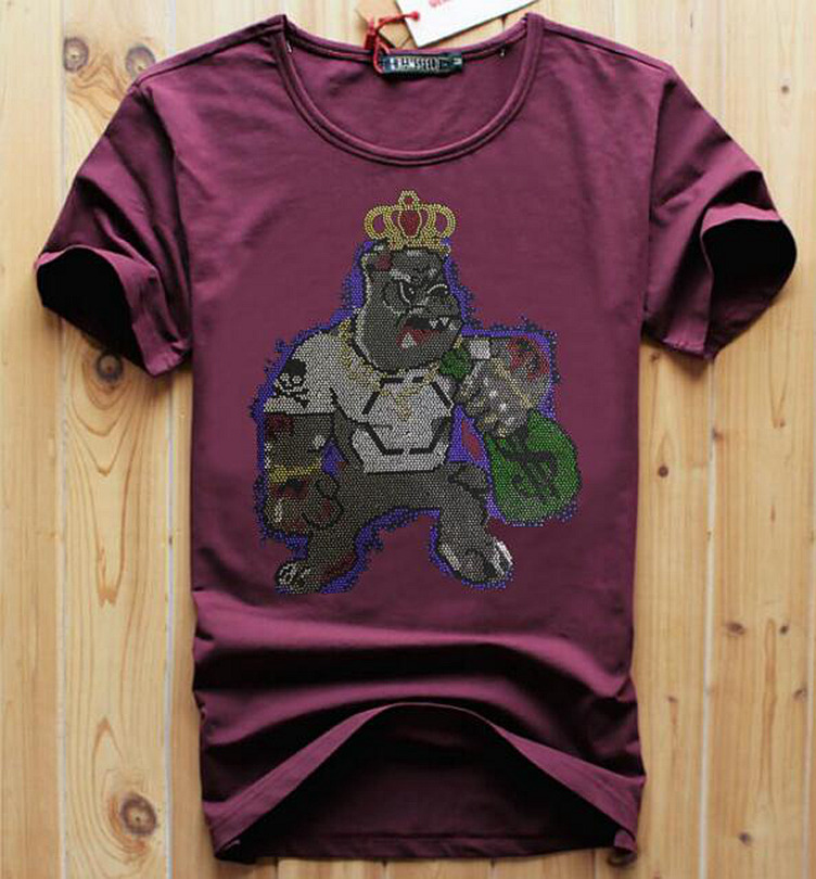 

diamond stone summer mens fashion rhinestones short sleeve tshirts casual o neck streetwear top tees, As picture shown