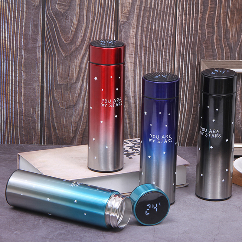 

500ML Insulated Water Bottles Temperature Display Vacuum 304 Stainless Steel Mugs Kettle Thermo Cups With LCD Touch Screen Gift Product
