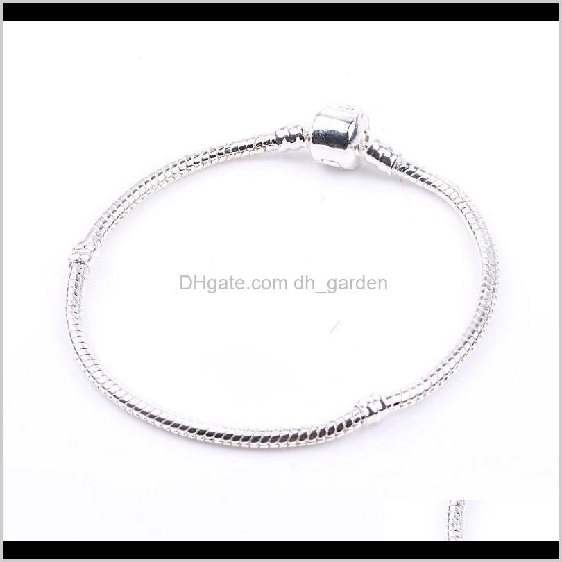 

Link, Bracelets Jewelry Couqcy Style Antique Sier Color Snap Clasp Snake Chain Charm Fit Women Bracelet Men Bangle European Diy Origina Bead