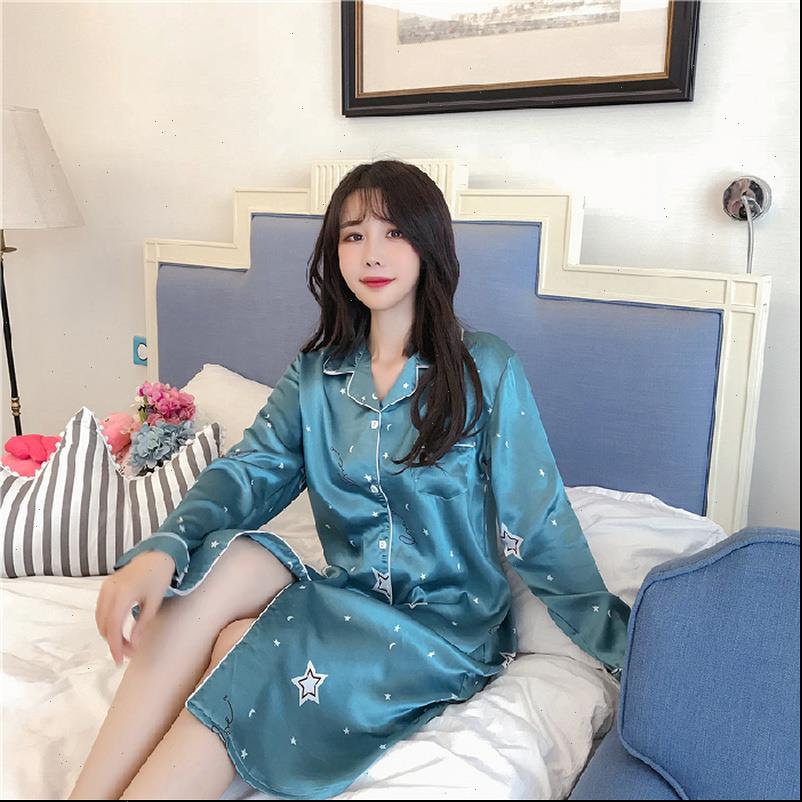 

nightshirt autumn long sleeve womens sleepwears silk nightdress 3xl satin girlsfriends loose female elegant clothing homewear, Black;red