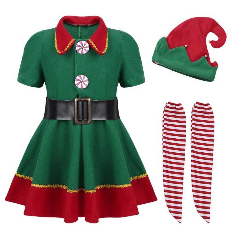 

2021 Green Elf Kids Warm Christmas Costume Santa Clause Clothes for Girls Boys New Year Chilren's Fancy Dress Party Clothing Set G0928, Nutcracker dress