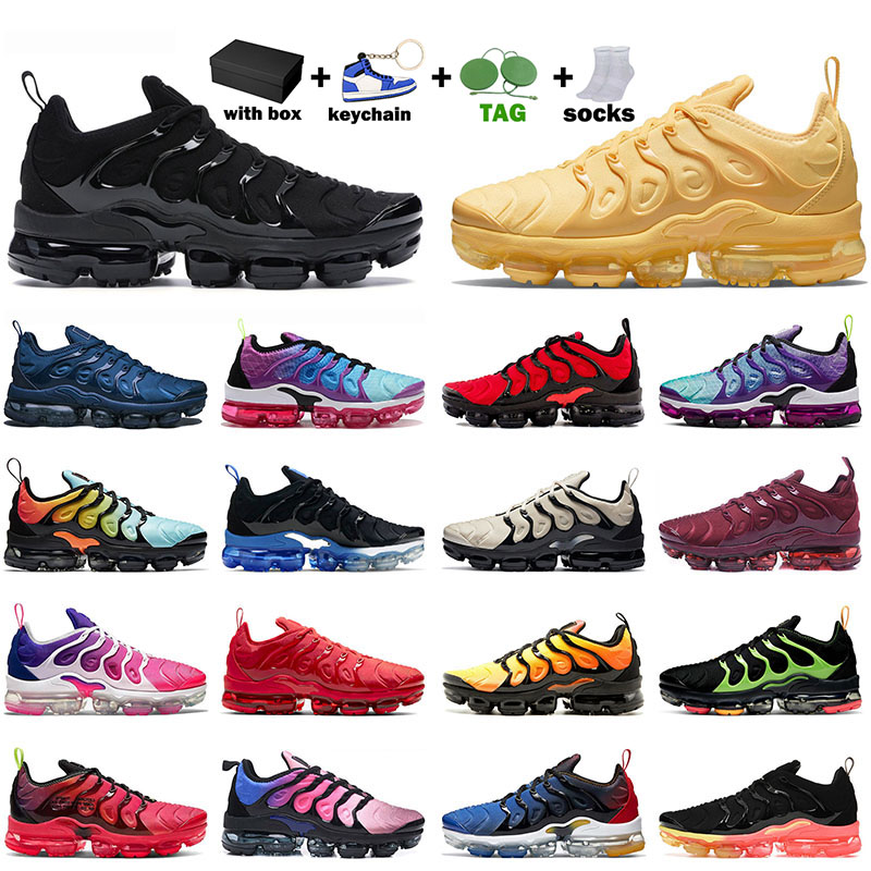 

2022 Men women Vapormax tn Plus Running shoes Authentic Nik Vapor max Cushion designer Sport Sneaker Bumblebee Be True New Yolk Fresh Womens Outdoor Trainer With Box, B05 40-45 black noble red