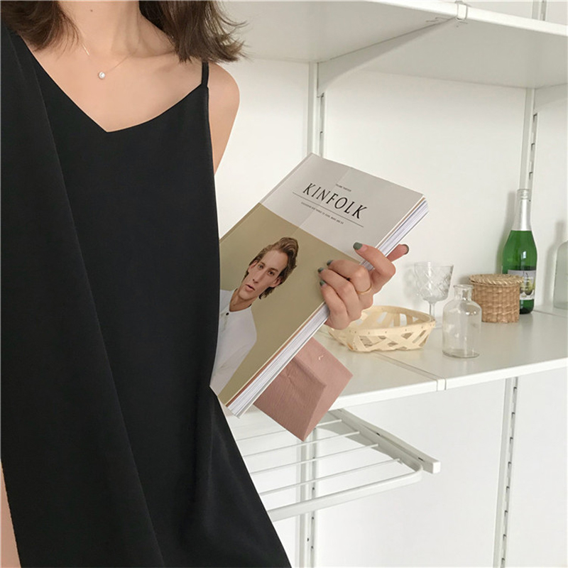 

2021women maxi dress loose sleeveless dresses v-neck sling long black party dress, Black;gray