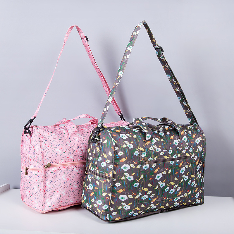 

nylon folding travel bag large capacity women duffle bag organizer packing cubes luggage printing men weekend bag lj201118