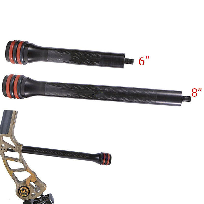 

6/8 Inch Archery Compound Bow Stabilizer Balance Bar Carbon Fiber Rubber Damping Rod Shock Absorber