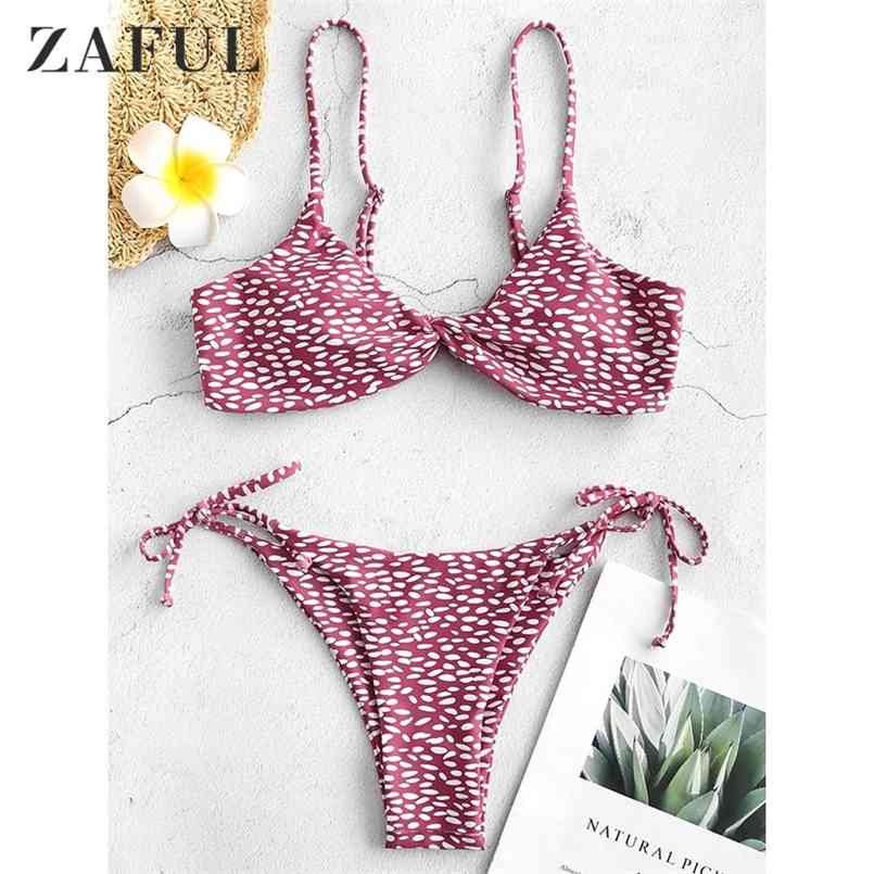 

Sexy Print Bikini Spotted Swimsuit Women Bikinis Set Padded Bohemia Swimwear Summer Beach Spaghetti Straps Bathing Suit 210722, White