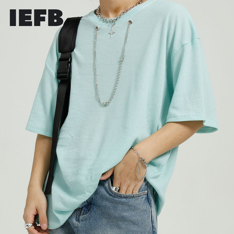 

IEFB Men's Summer Short Sleeve T-shirts Fashion Man Tee Menwear Streetwear Chain Design Loose Tops 9Y6177 210524, White