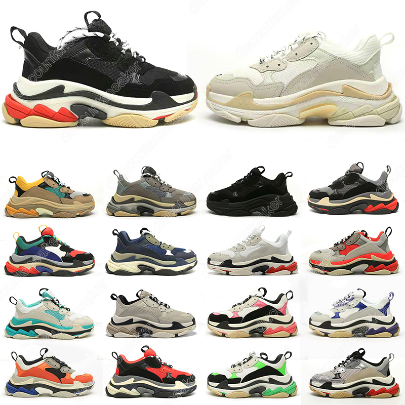 

triple s men women designer casual shoes platform sneakers black white Dark Grey Pink Split Multi Fuchsia Beige taupe mens trainers Jogging, #1