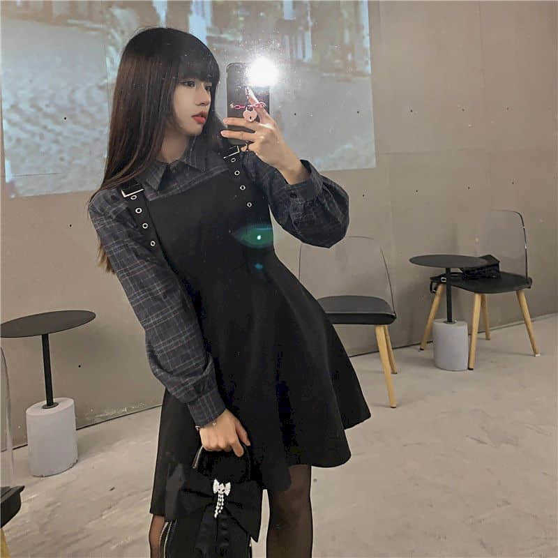 

Functional styl sling skirt suit women's spring inner waist all-match black fried street two-piece top 210526, Short skirt suits