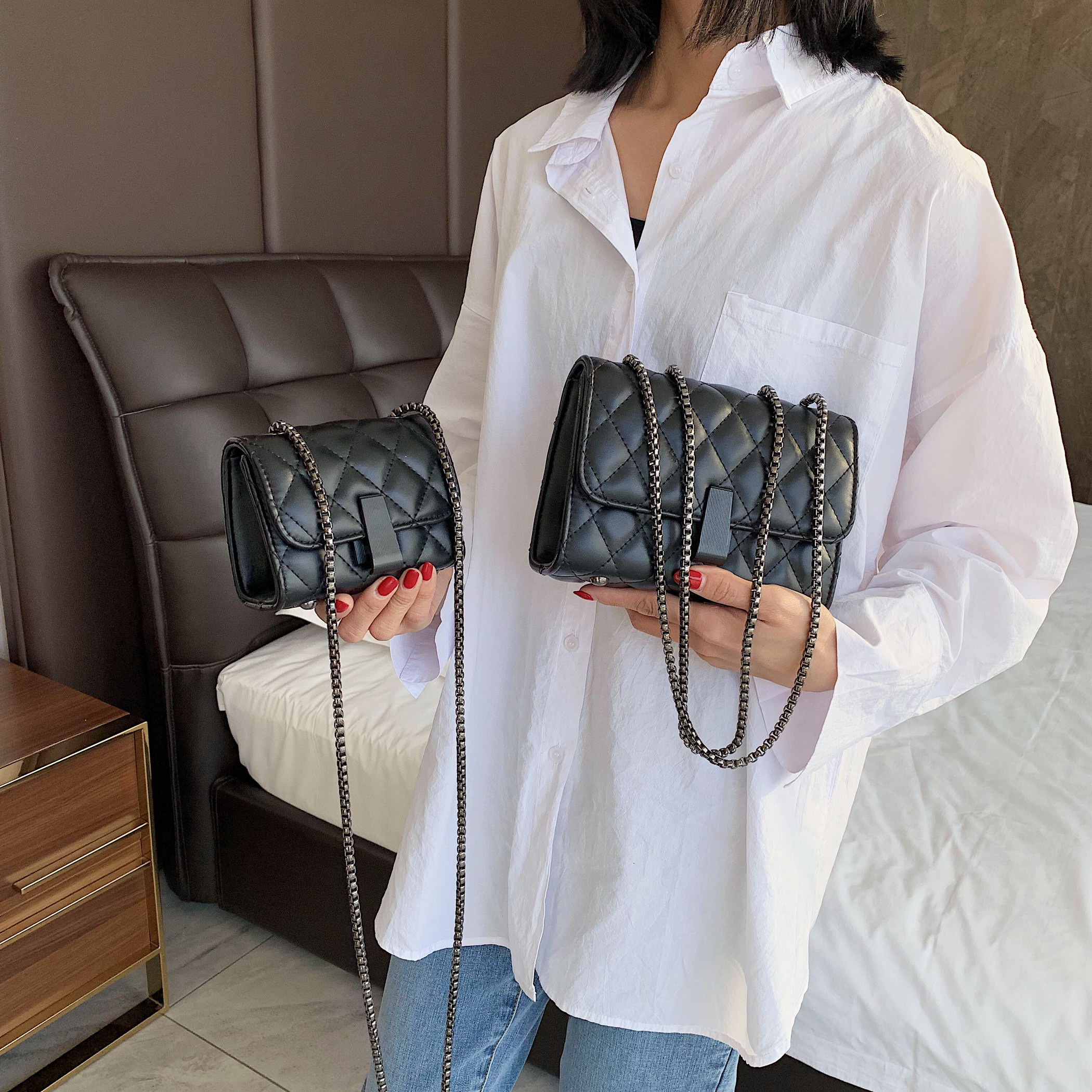 

Quilted PU Leather Crossbody Bags For Womenbag Mini Shoulder Messenger Bag Fashion Chain Handbags And Purses, Box no single shot