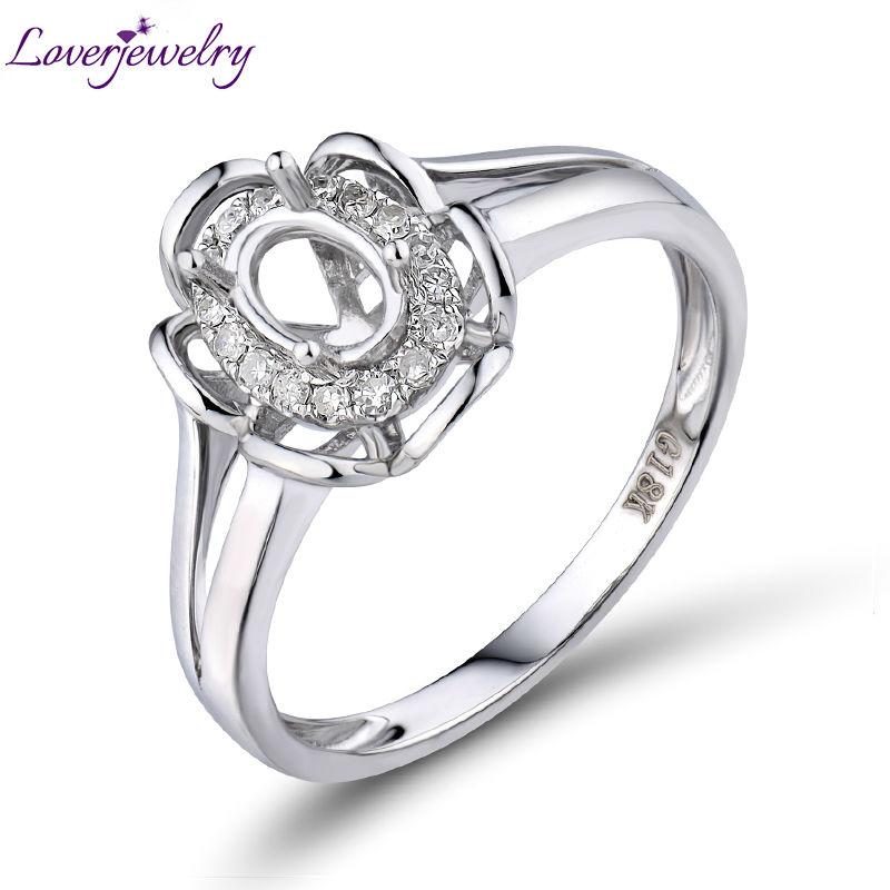 

Cluster Rings Engagement Oval 4x6mm 18kt White Gold Natural Diamond Semi Mount Wedding Ring Wholesale Fine Jewelry Gif For Girl WU259, Golden;silver
