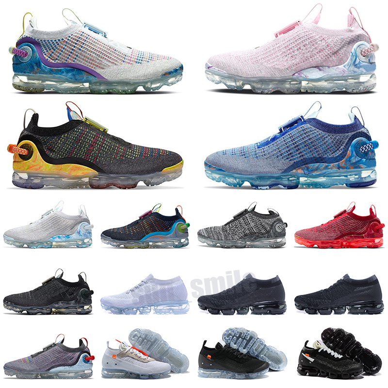 

2020 Shoes Knit Trainers Pure Platinum Grey Black Ease Tie System Men Women FK Sports Sneakers, Color 1