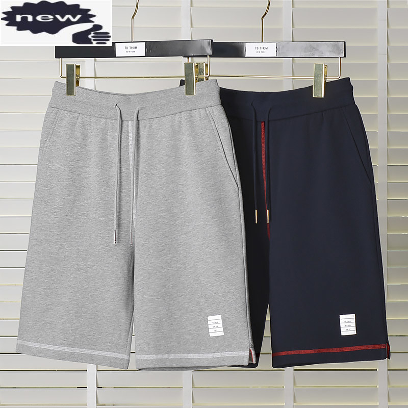 

2021 Fashion TB THOM Brand Casual Men Women Summer Solid Cotton Sports Trousers Knee Length Jogger Track Shorts J1208, White;black
